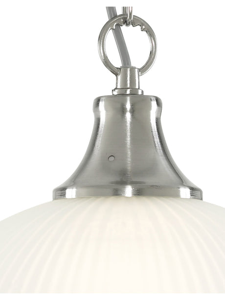 Searchlight Electric American Diner Pendant - Silver & Acid Glass 1044