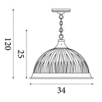 Searchlight Electric American Diner Pendant - Silver & Acid Glass 1044