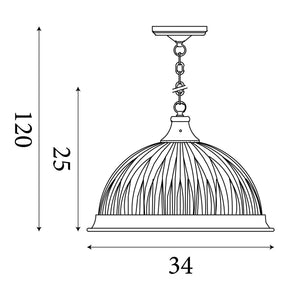 Searchlight Electric American Diner Pendant - Silver & Acid Glass 1044