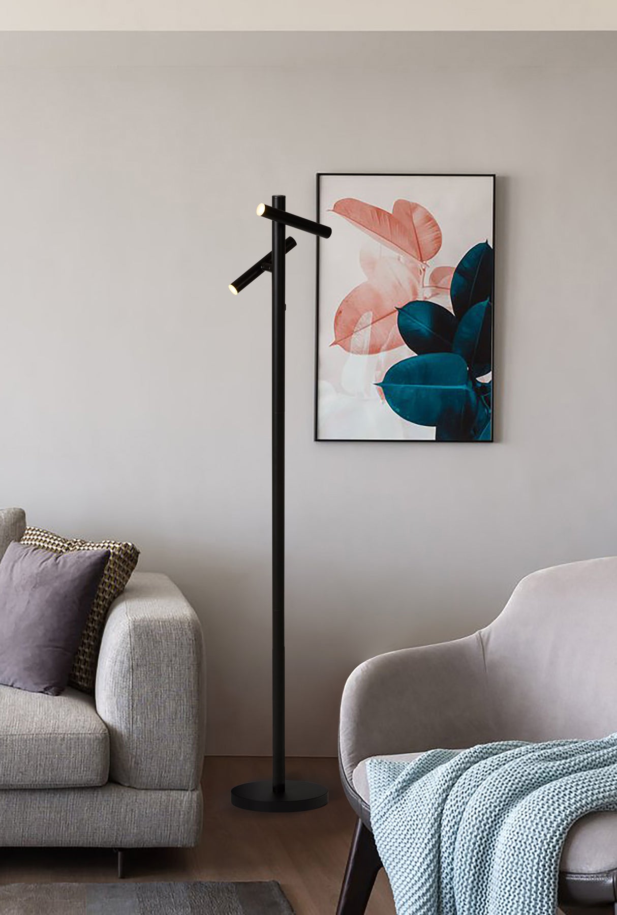Searchlight Electric Rechargeable 2Lt Floor Lamp, Black Metal 10460BK