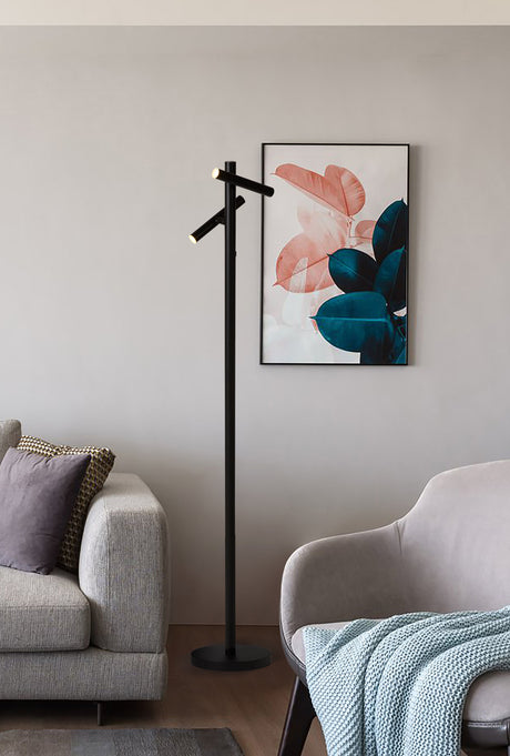 Searchlight Electric Rechargeable 2Lt Floor Lamp, Black Metal 10460BK