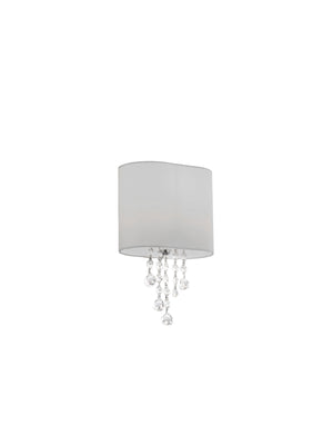 Searchlight Electric Nina Wall Light  - Chrome, Crystal & Fabric Shade 1051-1CC