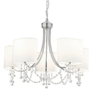 Nina 5Lt Pendant - Chrome, Crystal & Fabric Shades