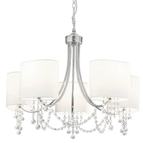Nina 5Lt Pendant - Chrome, Crystal & Fabric Shades