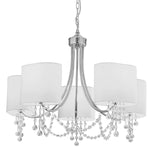 Searchlight Electric Nina 5Lt Pendant - Chrome, Crystal & Fabric Shades 1055-5CC