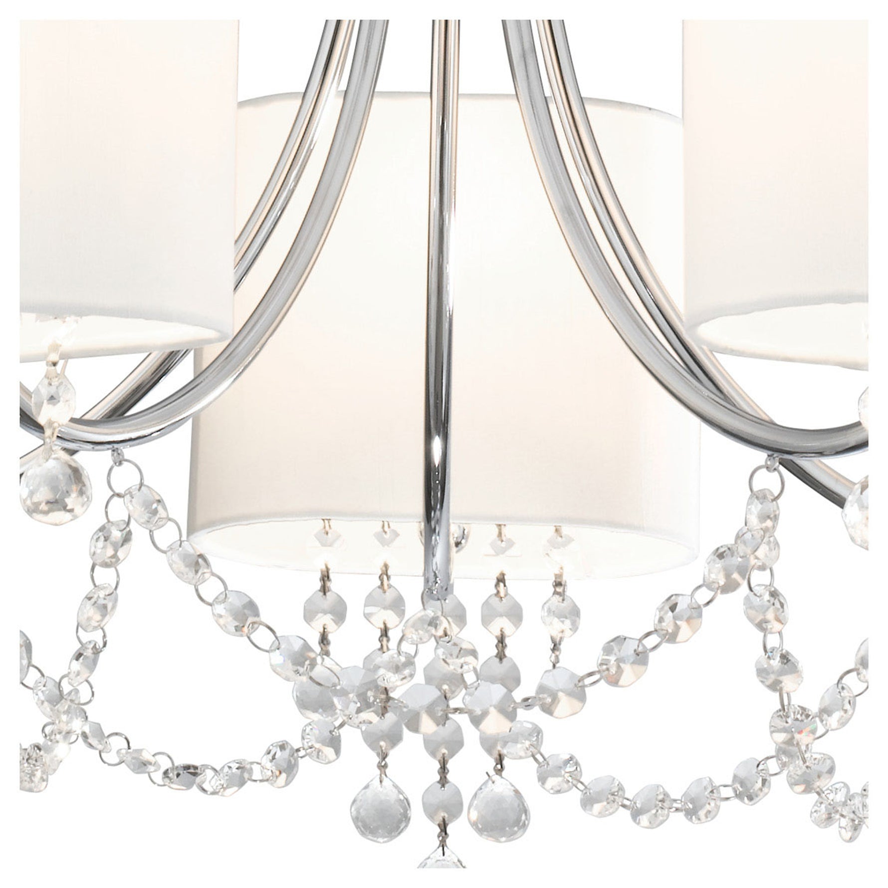 Searchlight Electric Nina 5Lt Pendant - Chrome, Crystal & Fabric Shades 1055-5CC