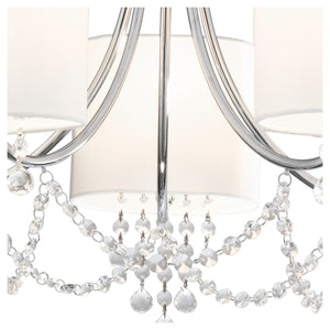 Searchlight Electric Nina 5Lt Pendant - Chrome, Crystal & Fabric Shades 1055-5CC