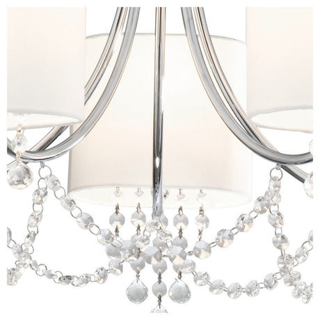 Searchlight Electric Nina 5Lt Pendant - Chrome, Crystal & Fabric Shades 1055-5CC