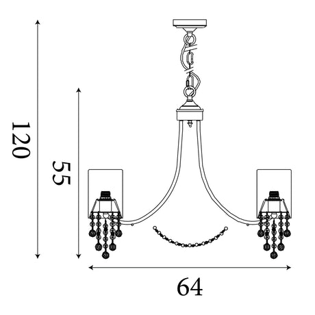 Searchlight Electric Nina 5Lt Pendant - Chrome, Crystal & Fabric Shades 1055-5CC