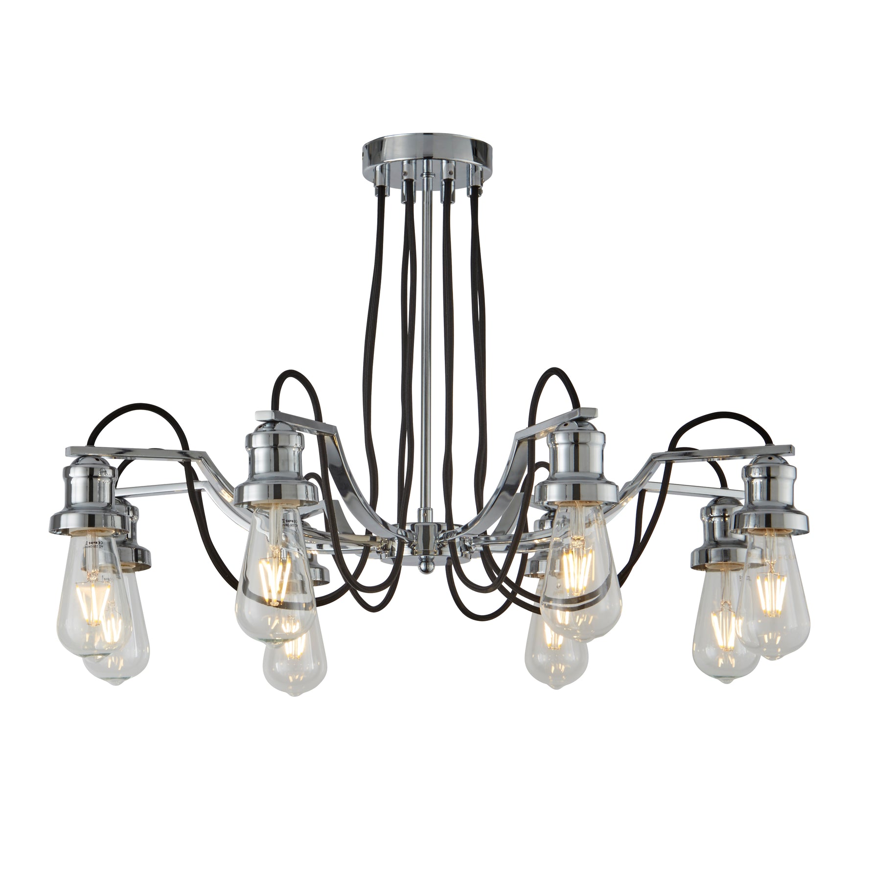 Olivia 8Lt Pendant - Chrome & Black Braided Cable