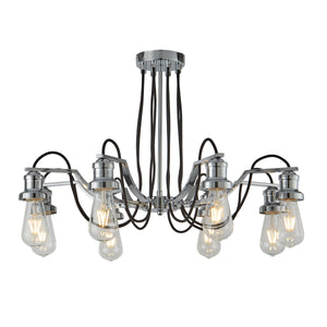 Olivia 8Lt Pendant - Chrome & Black Braided Cable