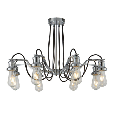 Olivia 8Lt Pendant - Chrome & Black Braided Cable