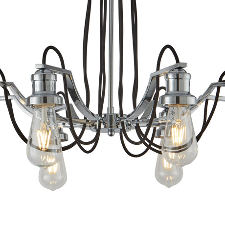 Searchlight Electric Olivia 8Lt Pendant - Chrome & Black Braided Cable 1068-8CC