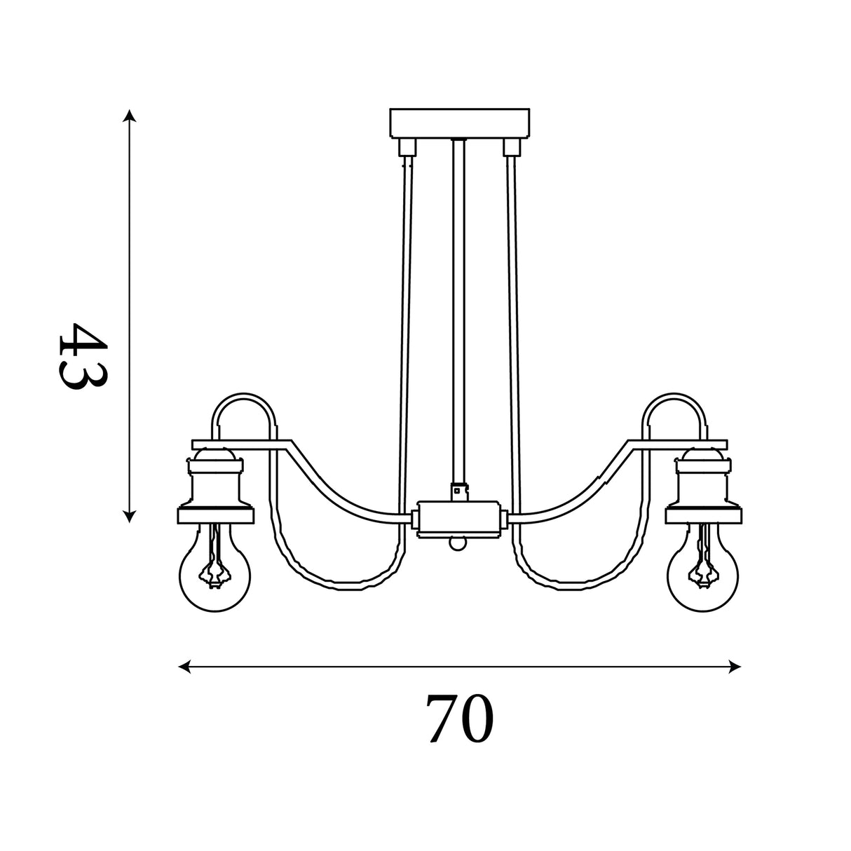 Searchlight Electric Olivia 8Lt Pendant - Chrome & Black Braided Cable 1068-8CC