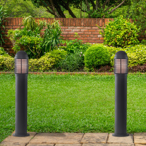 Searchlight Electric Bollards 730mm Outdoor Post - Black Aluminium & Glass, IP44 1082-730