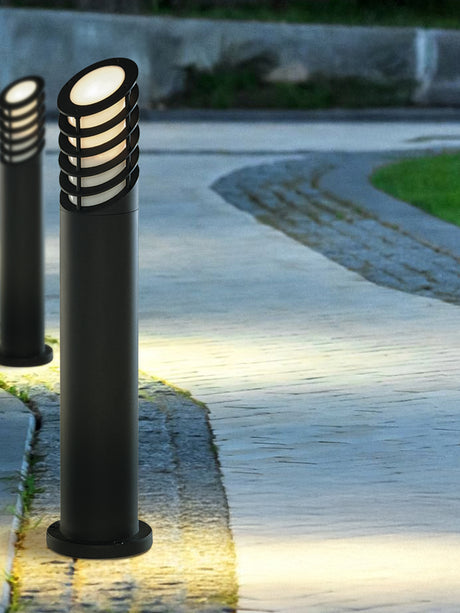 Searchlight Electric Bollards  Outdoor Post - Black Metal & White Polycarbonate 1086-730