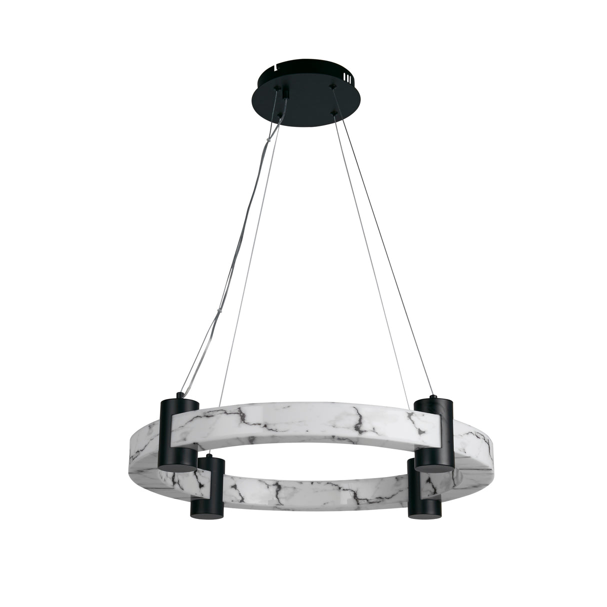 Searchlight Electric Moonbeam LED Pendant, Black Metal & Marbleised Resin 10868-1BK