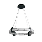 Searchlight Electric Moonbeam LED Pendant, Black Metal & Marbleised Resin 10868-1BK