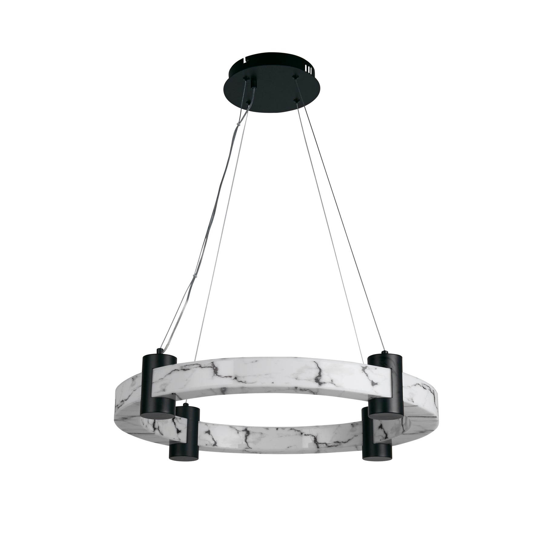 Searchlight Electric Moonbeam LED Pendant, Black Metal & Marbleised Resin 10868-1BK