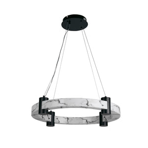 Searchlight Electric Moonbeam LED Pendant, Black Metal & Marbleised Resin 10868-1BK
