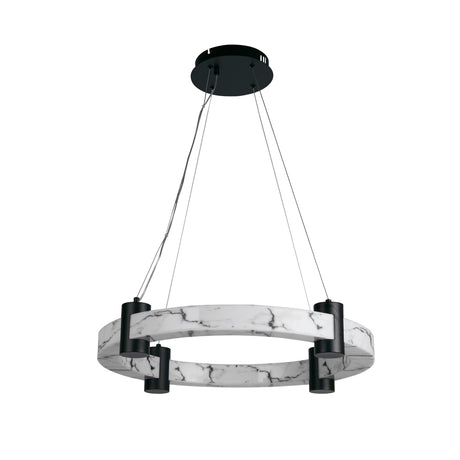 Searchlight Electric Moonbeam LED Pendant, Black Metal & Marbleised Resin 10868-1BK