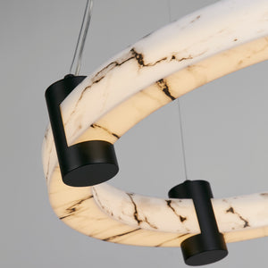 Searchlight Electric Moonbeam LED Pendant, Black Metal & Marbleised Resin 10868-1BK
