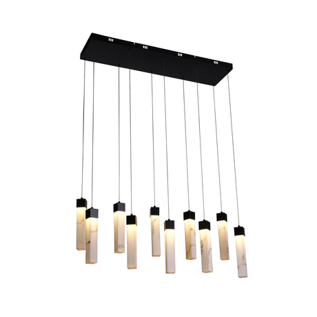 Moonbeam 10Lt Pendant, Black Metal & Marbleised Resin