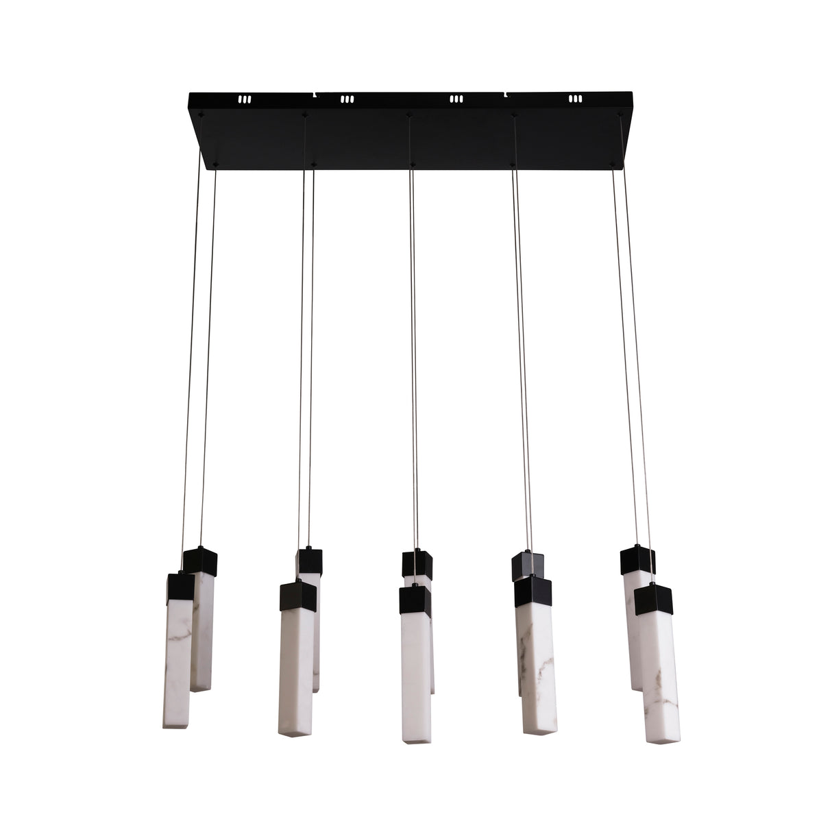 Searchlight Electric Moonbeam 10Lt Pendant, Black Metal & Marbleised Resin 10879-10BK