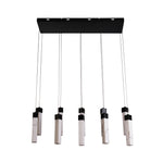 Searchlight Electric Moonbeam 10Lt Pendant, Black Metal & Marbleised Resin 10879-10BK