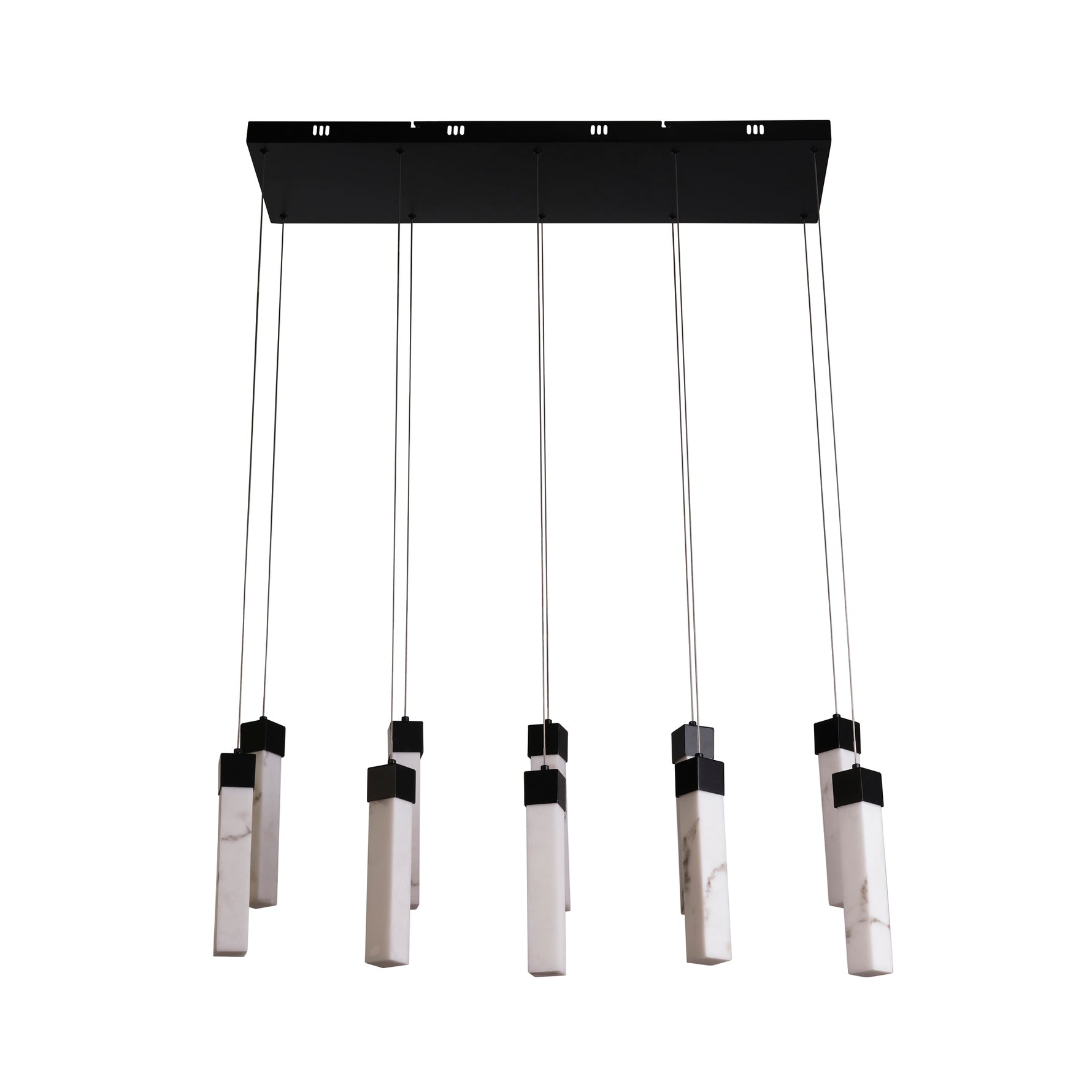 Searchlight Electric Moonbeam 10Lt Pendant, Black Metal & Marbleised Resin 10879-10BK