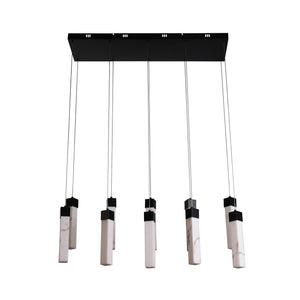Searchlight Electric Moonbeam 10Lt Pendant, Black Metal & Marbleised Resin 10879-10BK