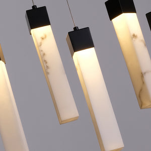 Searchlight Electric Moonbeam 10Lt Pendant, Black Metal & Marbleised Resin 10879-10BK