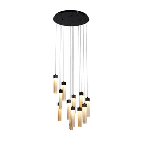 Moonbeam 13Lt Pendant, Black Metal & Marbleised Resin