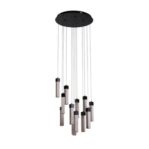 Searchlight Electric Moonbeam 13Lt Pendant, Black Metal & Marbleised Resin 10879-13BK