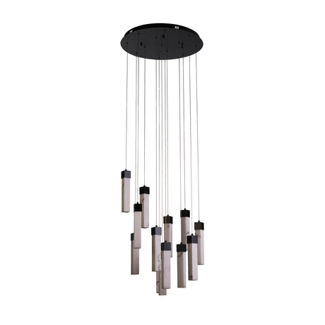 Searchlight Electric Moonbeam 13Lt Pendant, Black Metal & Marbleised Resin 10879-13BK