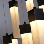Searchlight Electric Moonbeam 13Lt Pendant, Black Metal & Marbleised Resin 10879-13BK