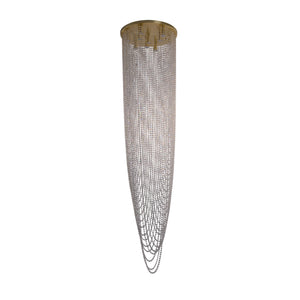 Searchlight Electric Swoop 10Lt Pendant, Satin Brass & Clear Crystal 10883-10SB