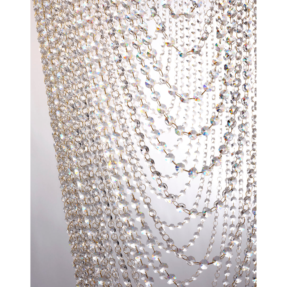 Searchlight Electric Swoop 10Lt Pendant, Satin Brass & Clear Crystal 10883-10SB