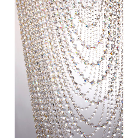 Searchlight Electric Swoop 10Lt Pendant, Satin Brass & Clear Crystal 10883-10SB