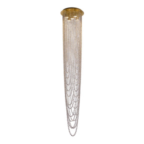 Swoop 5LT Pendant, Satin Brass & Clear Crystal