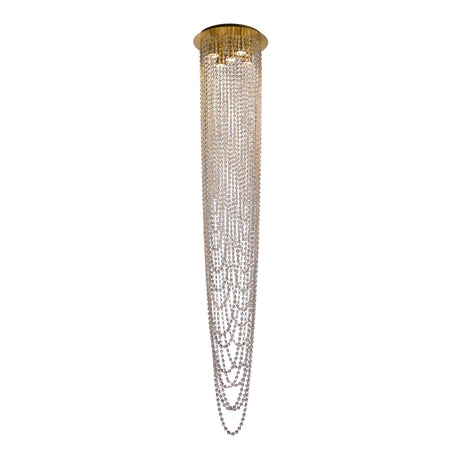 Swoop 5LT Pendant, Satin Brass & Clear Crystal