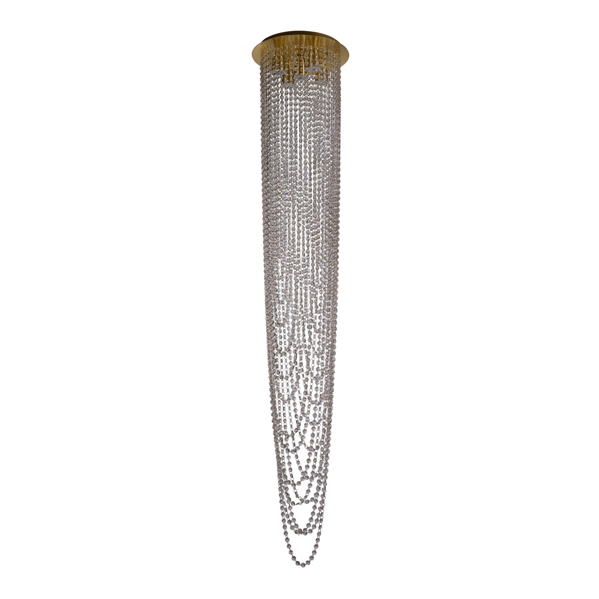 Searchlight Electric Swoop 5LT Pendant, Satin Brass & Clear Crystal 10883-5SB