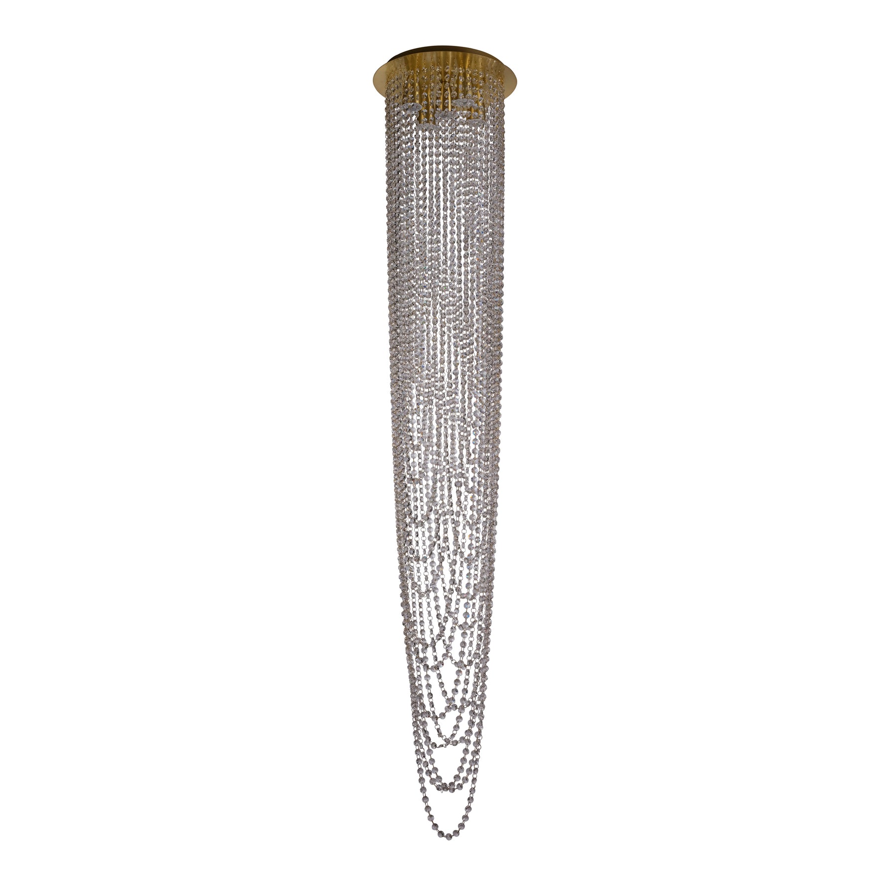 Searchlight Electric Swoop 5LT Pendant, Satin Brass & Clear Crystal 10883-5SB