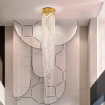 Searchlight Electric Swoop 5LT Pendant, Satin Brass & Clear Crystal 10883-5SB