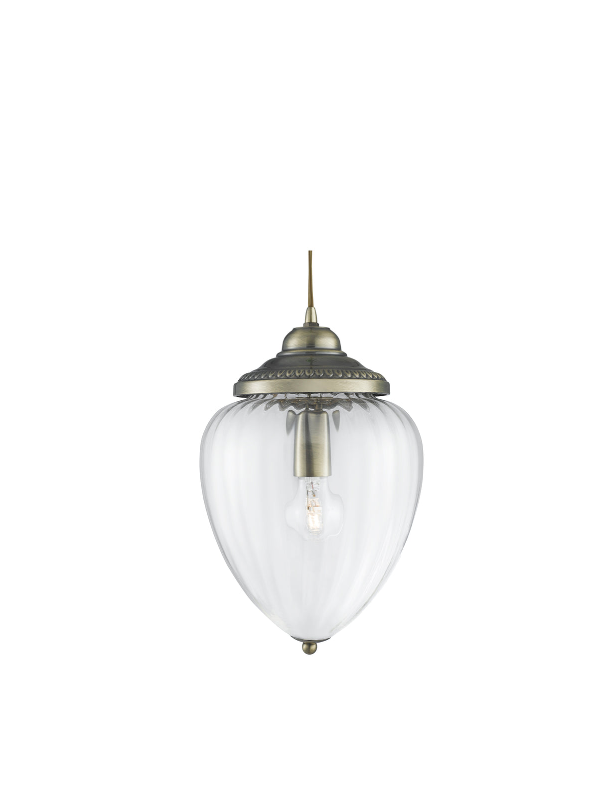 Moscow Pendant  - Antique Brass Metal & Ribbed Glass