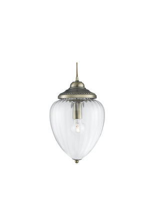 Moscow Pendant  - Antique Brass Metal & Ribbed Glass