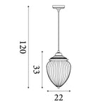 Searchlight Electric Moscow Pendant  - Antique Brass Metal & Ribbed Glass 1091AB