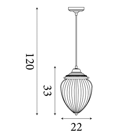 Searchlight Electric Moscow Pendant  - Antique Brass Metal & Ribbed Glass 1091AB