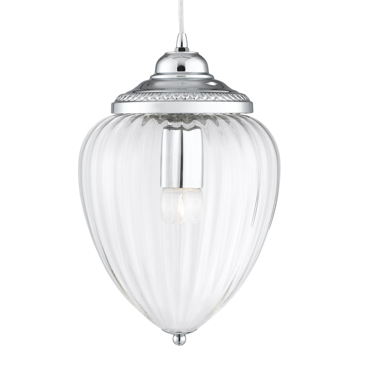 Moscow Pendant  - Chrome Metal & Ribbed Glass