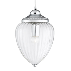 Moscow Pendant  - Chrome Metal & Ribbed Glass
